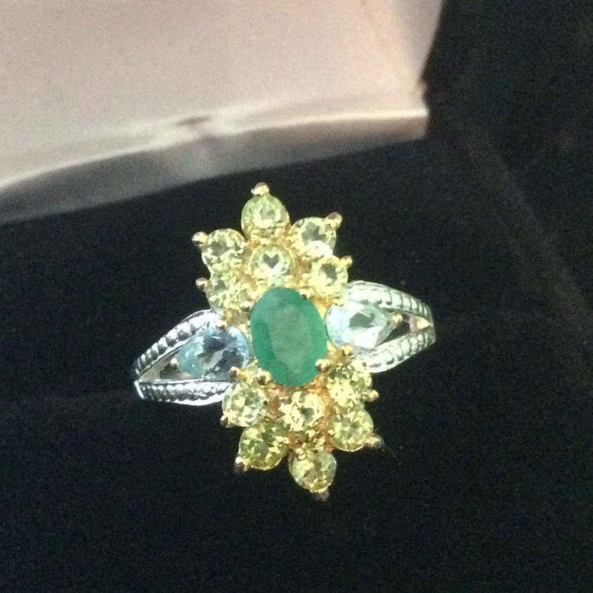 Genuine Emerald & Peridot Ring